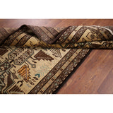 Beige Ardebil Vintage Persian Runner Rug Handmade Tribal Wool Carpet - 2'10" x 9'5"