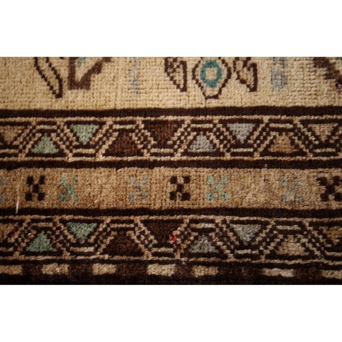 Beige Ardebil Vintage Persian Runner Rug Handmade Tribal Wool Carpet - 2'10" x 9'5"