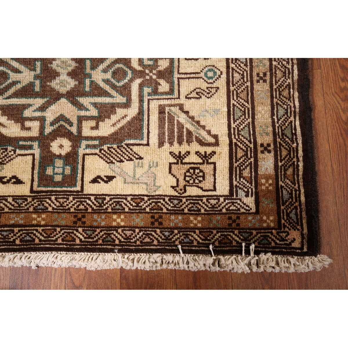 Beige Ardebil Vintage Persian Runner Rug Handmade Tribal Wool Carpet - 2'10" x 9'5"