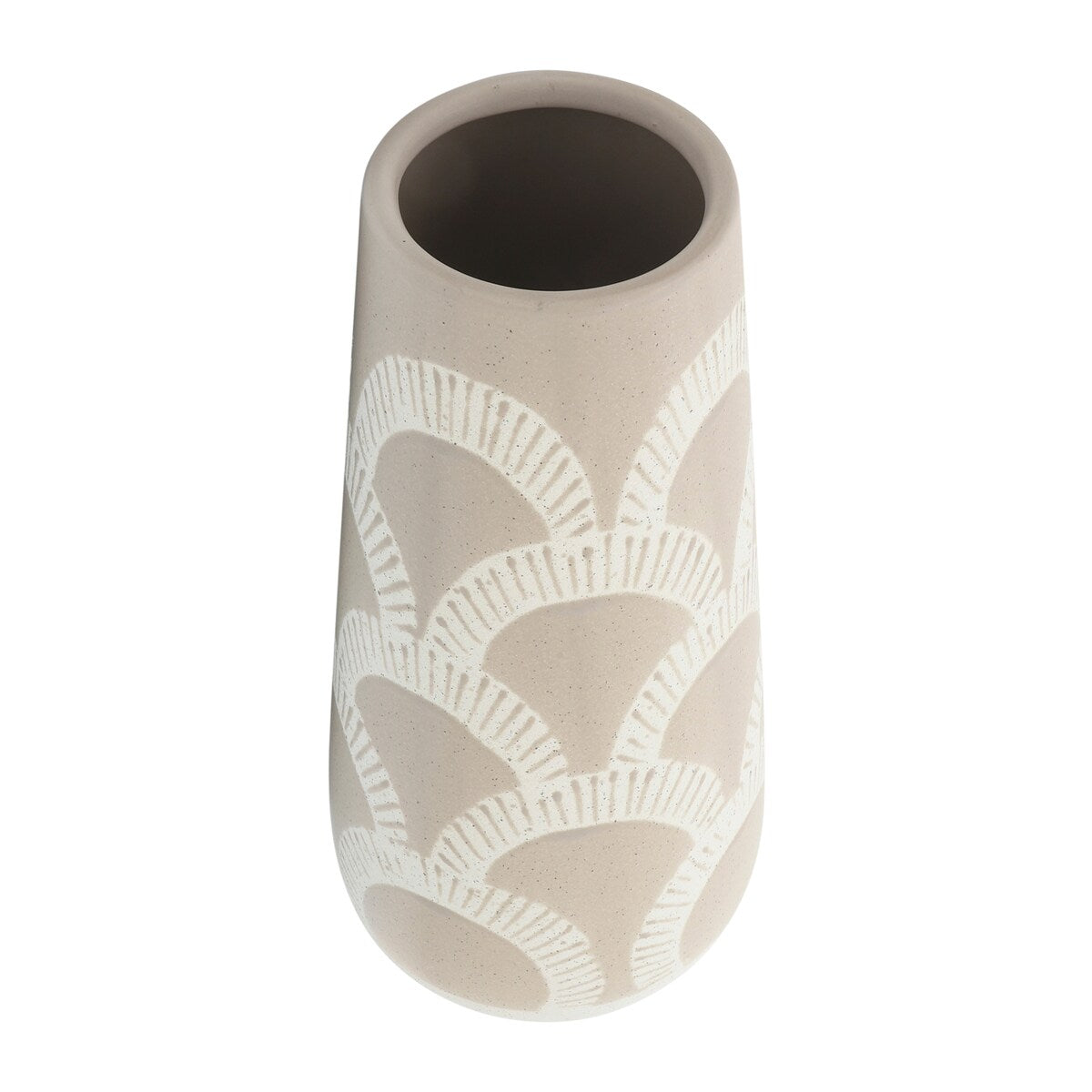 Beige Aztec Style Ceramic Vase Contemporary 15" Decorative Vase for Flowers Stylish Table Centerpiece Home or