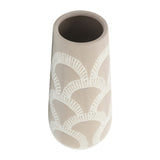 Beige Aztec Style Ceramic Vase Contemporary 15" Decorative Vase for Flowers Stylish Table Centerpiece Home or