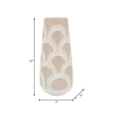 Beige Aztec Style Ceramic Vase Contemporary 15" Decorative Vase for Flowers Stylish Table Centerpiece Home or