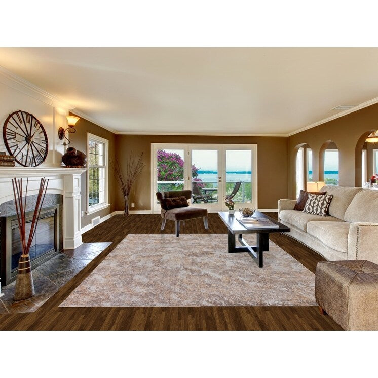 Beige Modern Area Rug Handmade Abstract Wool Carpet - 8'0"x 11'5"