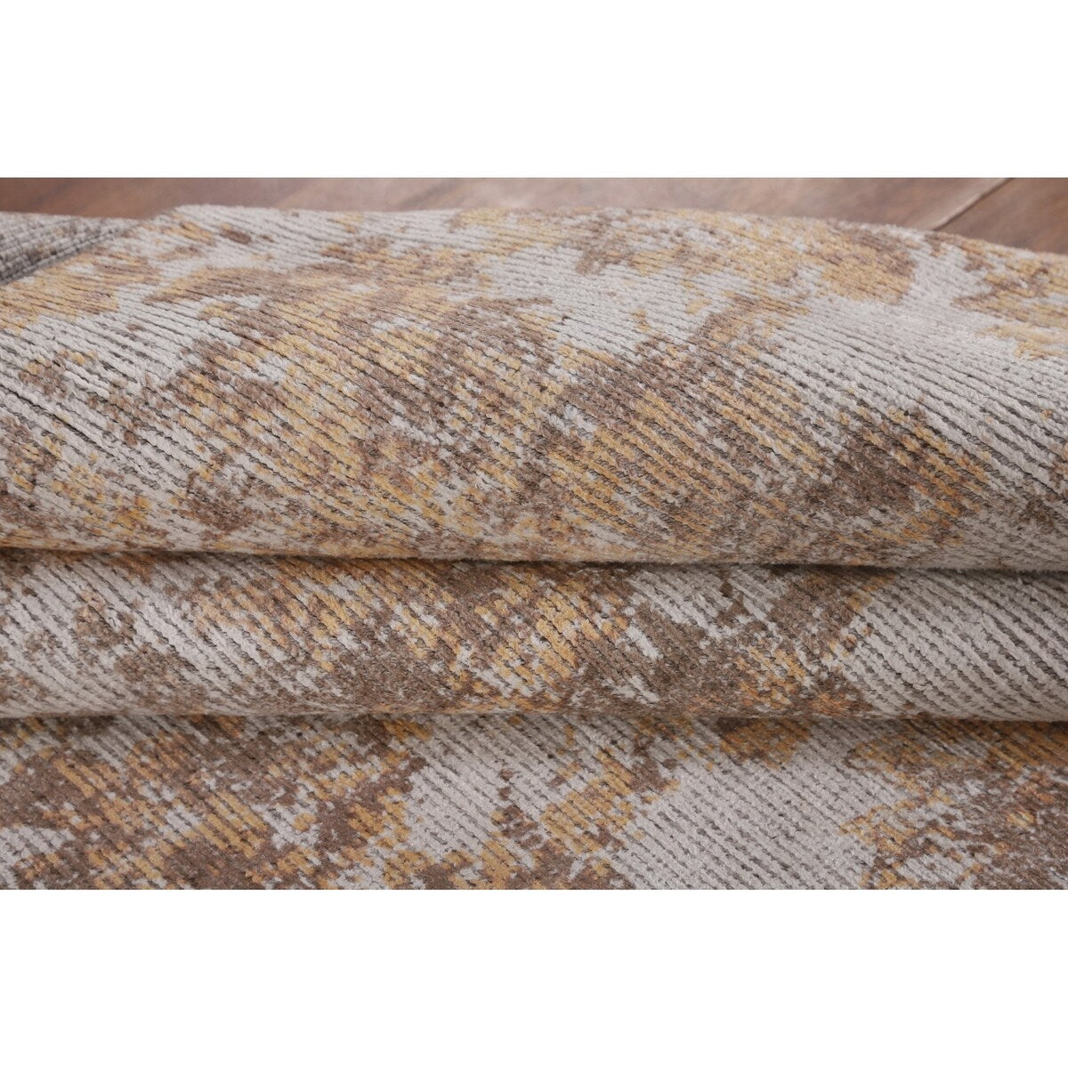 Beige Modern Area Rug Handmade Abstract Wool Carpet - 8'0"x 11'5"