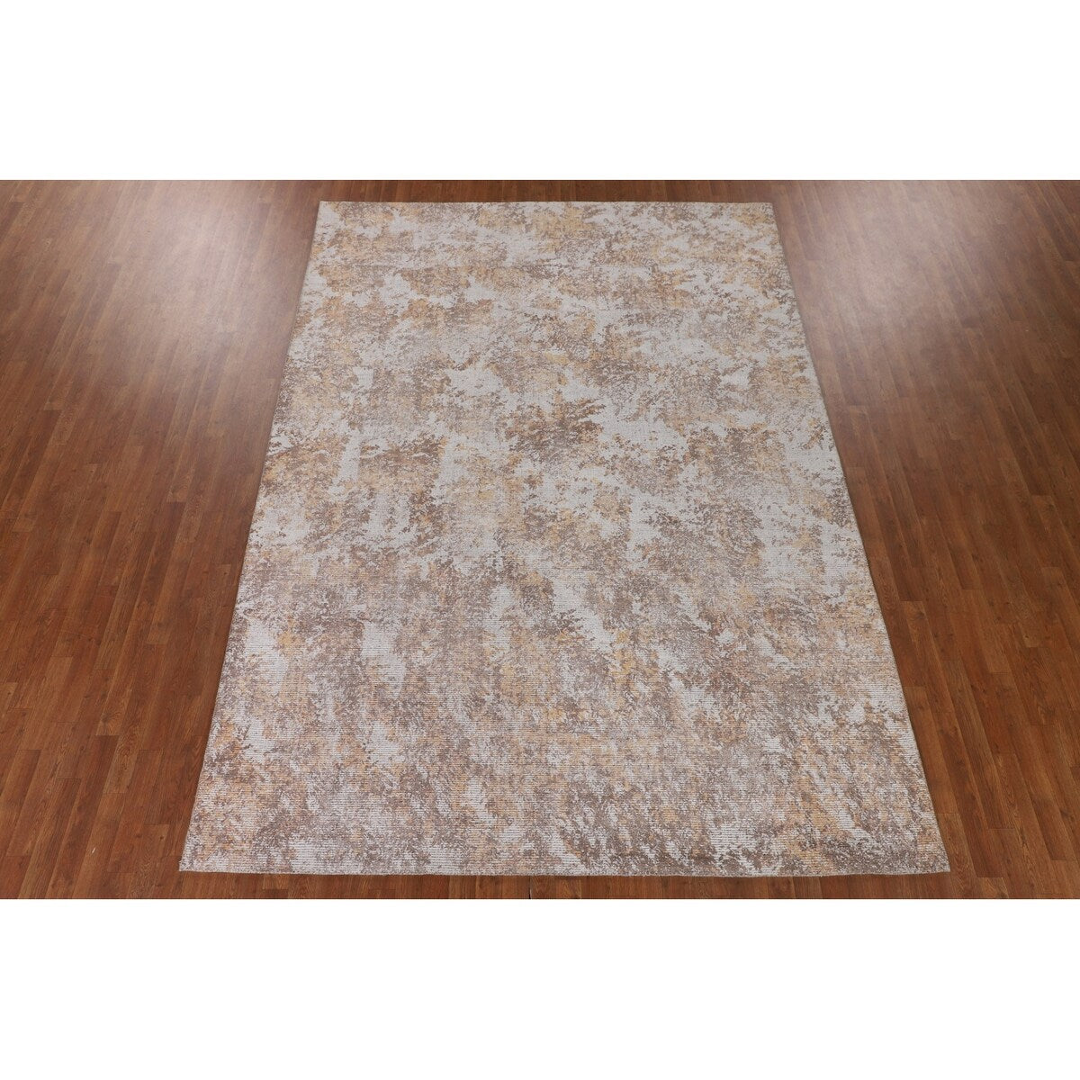 Beige Modern Area Rug Handmade Abstract Wool Carpet - 8'0"x 11'5"