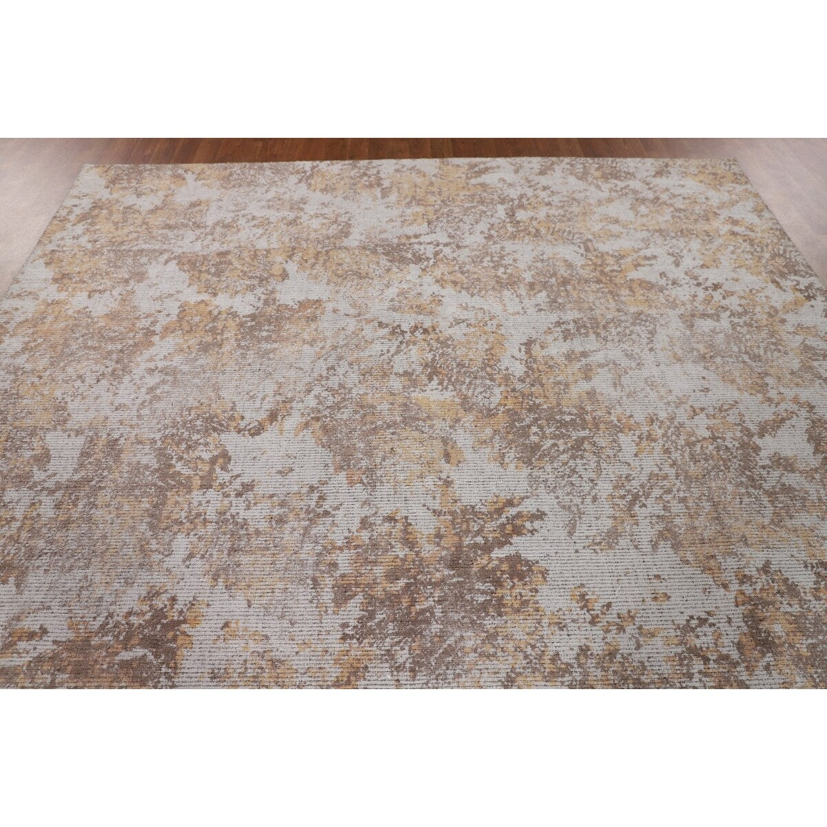 Beige Modern Area Rug Handmade Abstract Wool Carpet - 8'0"x 11'5"
