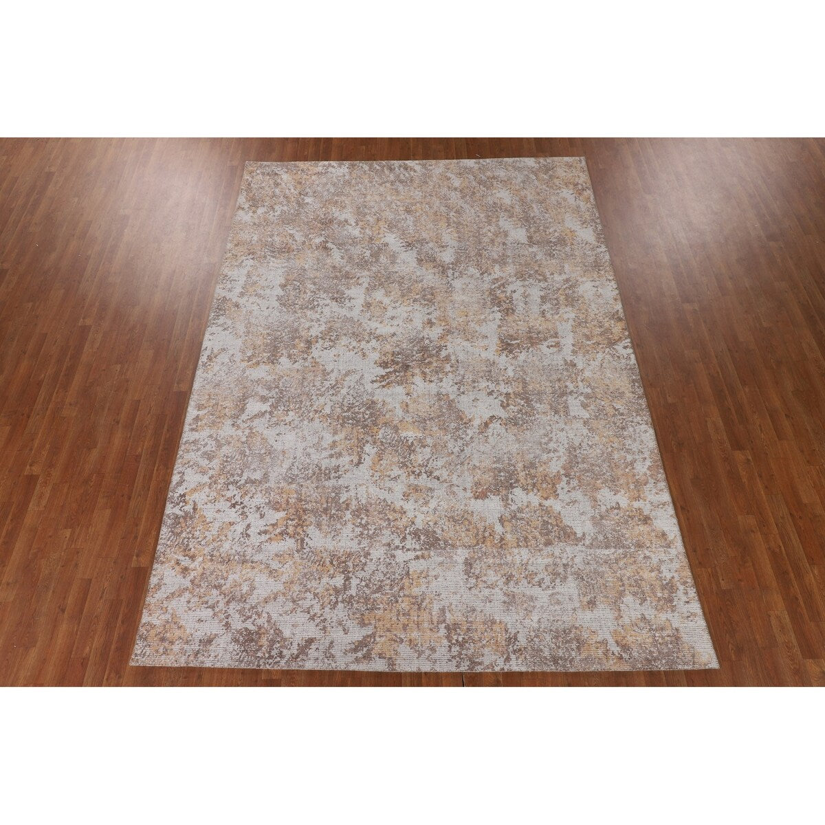 Beige Modern Area Rug Handmade Abstract Wool Carpet - 8'0"x 11'5"