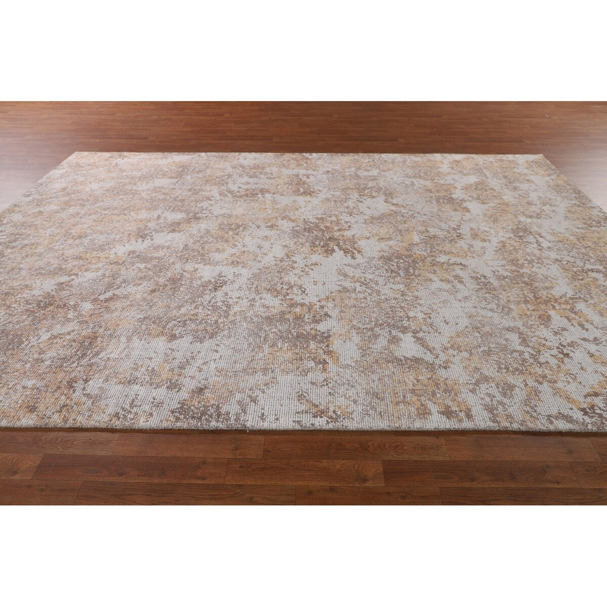 Beige Modern Area Rug Handmade Abstract Wool Carpet - 8'0"x 11'5"