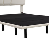 Beige Queen Size/ Upholstered LED Floating Bed with PU Leather Headboard, /Green