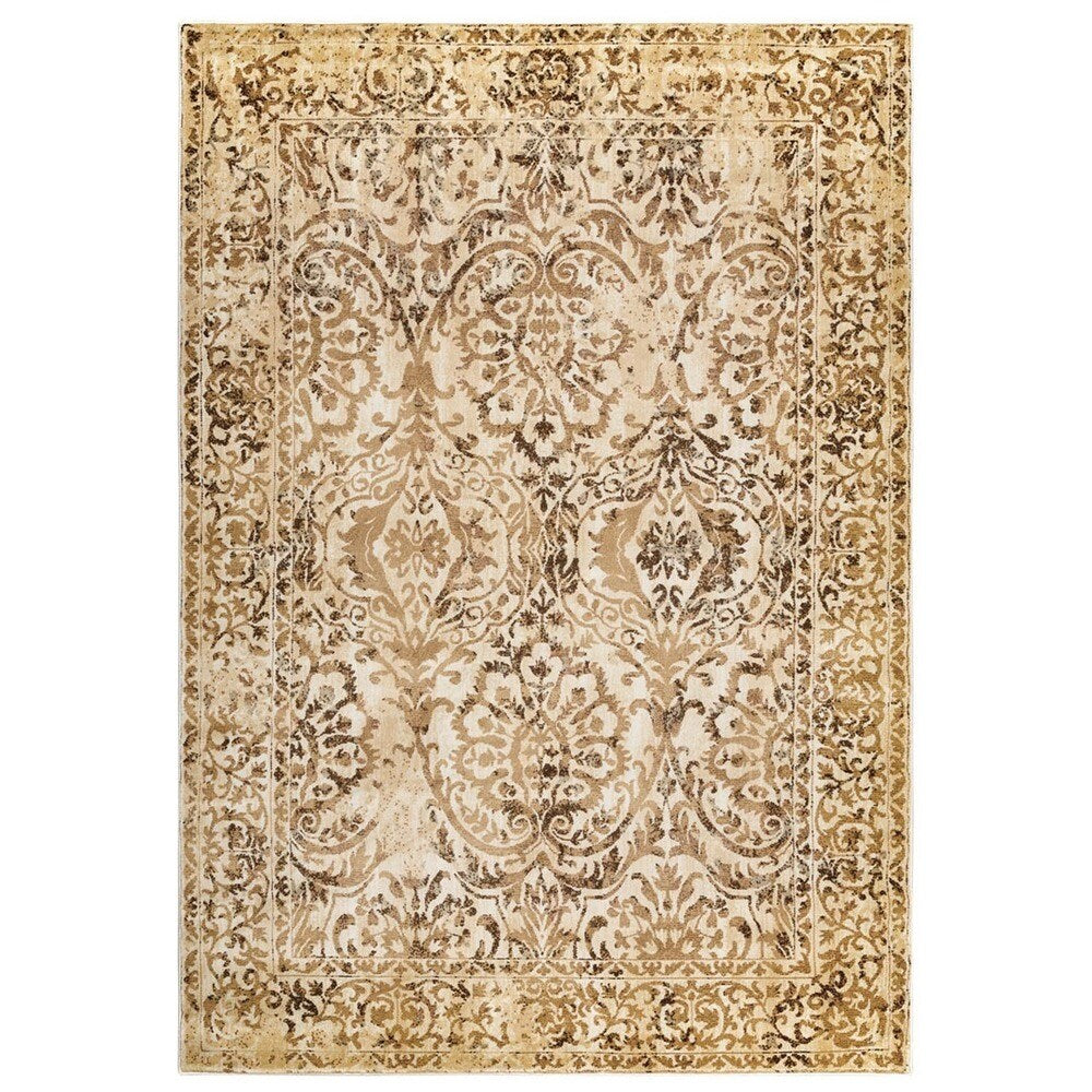 Beige Power-Loomed Accent Rug (5' 3 x 7'7) - 5'3" x 7'7"