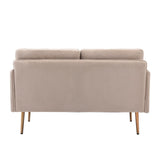 Beige Vintage European Velvet Fabric Loveseat Sofa, Fashionable Accent
