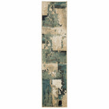 Beige and Blue Block Indoor Rug