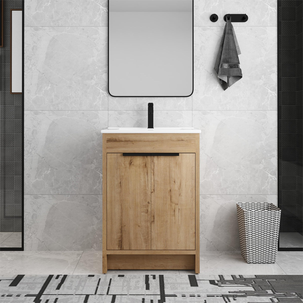 Beingnext 24"/30"/36" Bathroom Vanity with Sink, Freestanding Bathroom Vanity with Soft Close Door and Adjustable Shelf