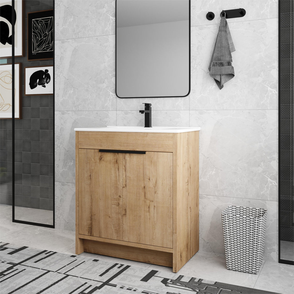 Beingnext 24"/30"/36" Bathroom Vanity with Sink, Freestanding Bathroom Vanity with Soft Close Door and Adjustable Shelf