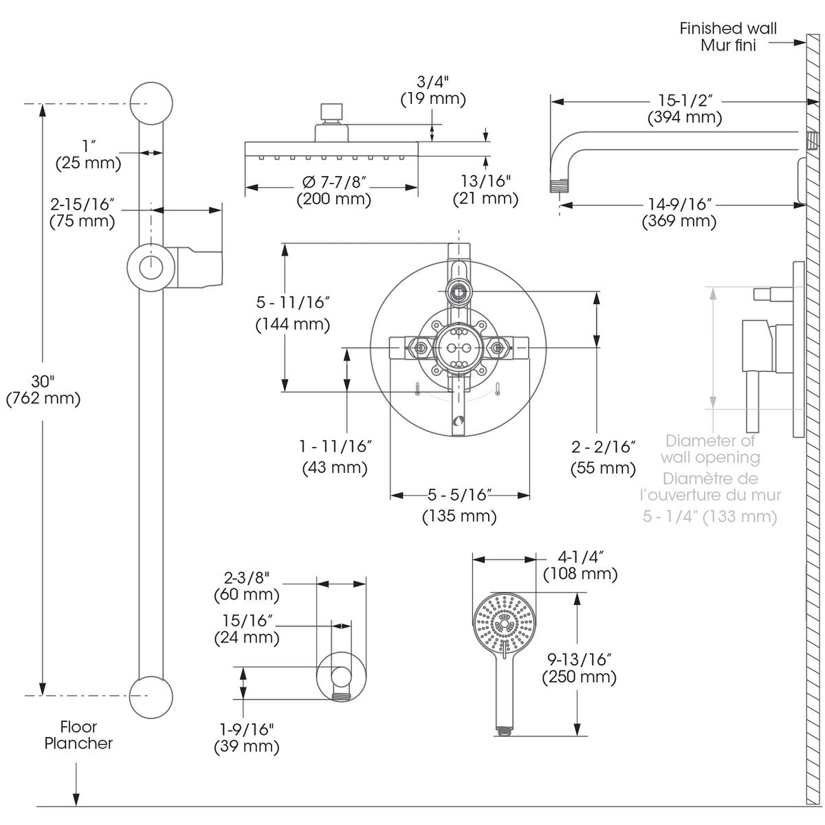 Belanger Delphi Pressure Balanced Shower System from Ceiling