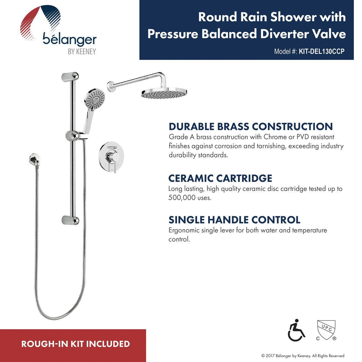 Belanger Delphi Pressure Balanced Shower System from Ceiling