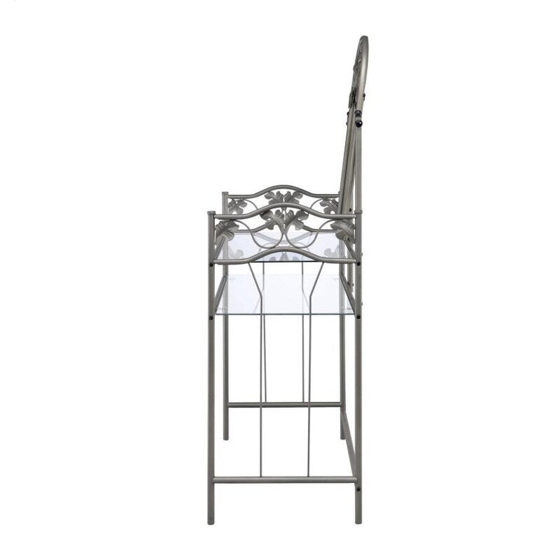 Belcrest Pewter Metal and Glass Make-up Vanity Set