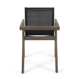 Belfast Outdoor Acacia and Mesh Dining Chairs (Set of 2) by Christopher Knight Home
