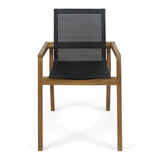 Belfast Outdoor Acacia and Mesh Dining Chairs (Set of 2) by Christopher Knight Home