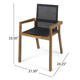 Belfast Outdoor Acacia and Mesh Dining Chairs (Set of 2) by Christopher Knight Home