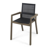 Belfast Outdoor Acacia and Mesh Dining Chairs (Set of 2) by Christopher Knight Home