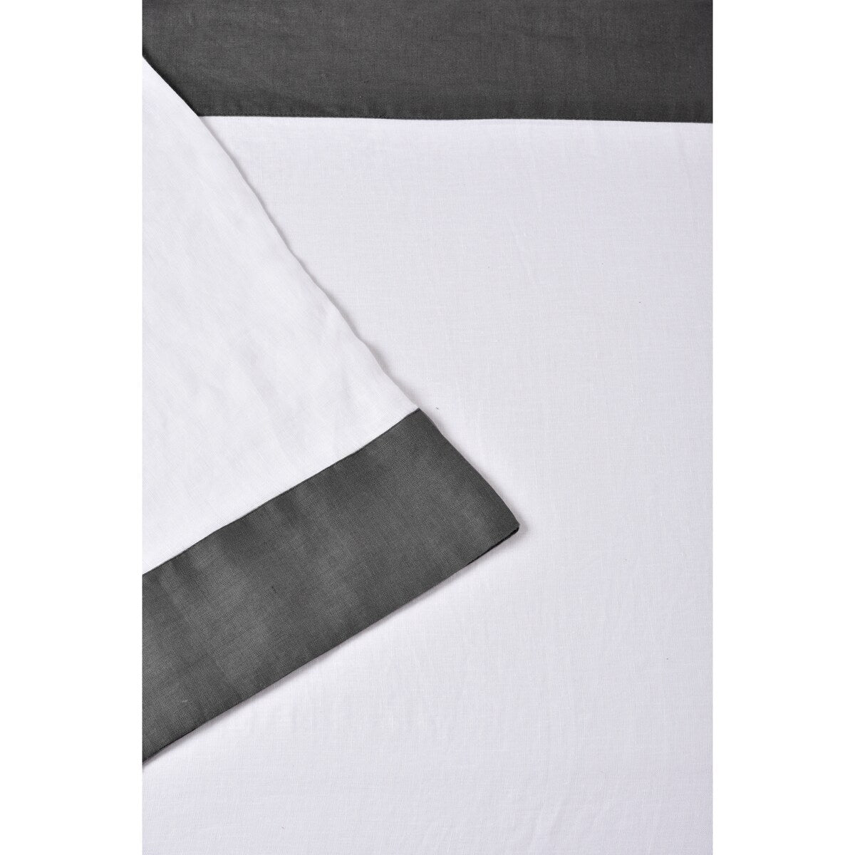 Belgian Flax Linen Collection Border Linen Sheet Set - Grey