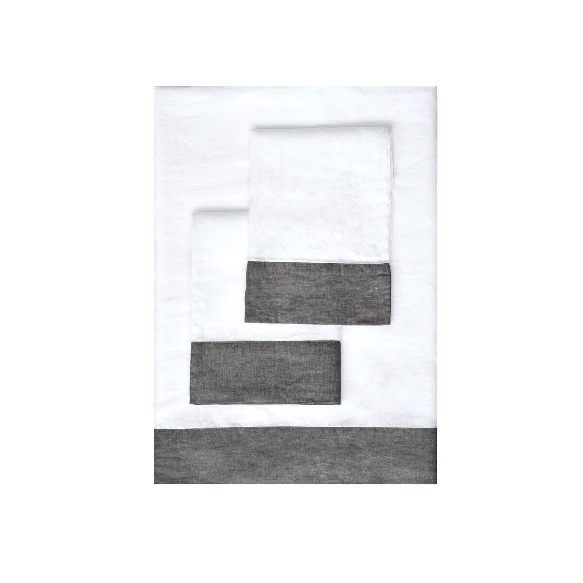Belgian Flax Linen Collection Border Linen Sheet Set - Grey