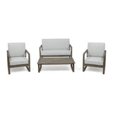 Belgian Outdoor 4-seater Acacia Wood Chat Set by Christopher Knight Home