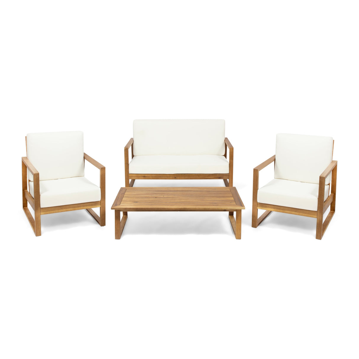 Belgian Outdoor 4-seater Acacia Wood Chat Set by Christopher Knight Home