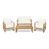 Belgian Outdoor 4-seater Acacia Wood Chat Set by Christopher Knight Home