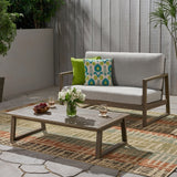 Belgian Outdoor Acacia Wood Chat Set by Christopher Knight Home