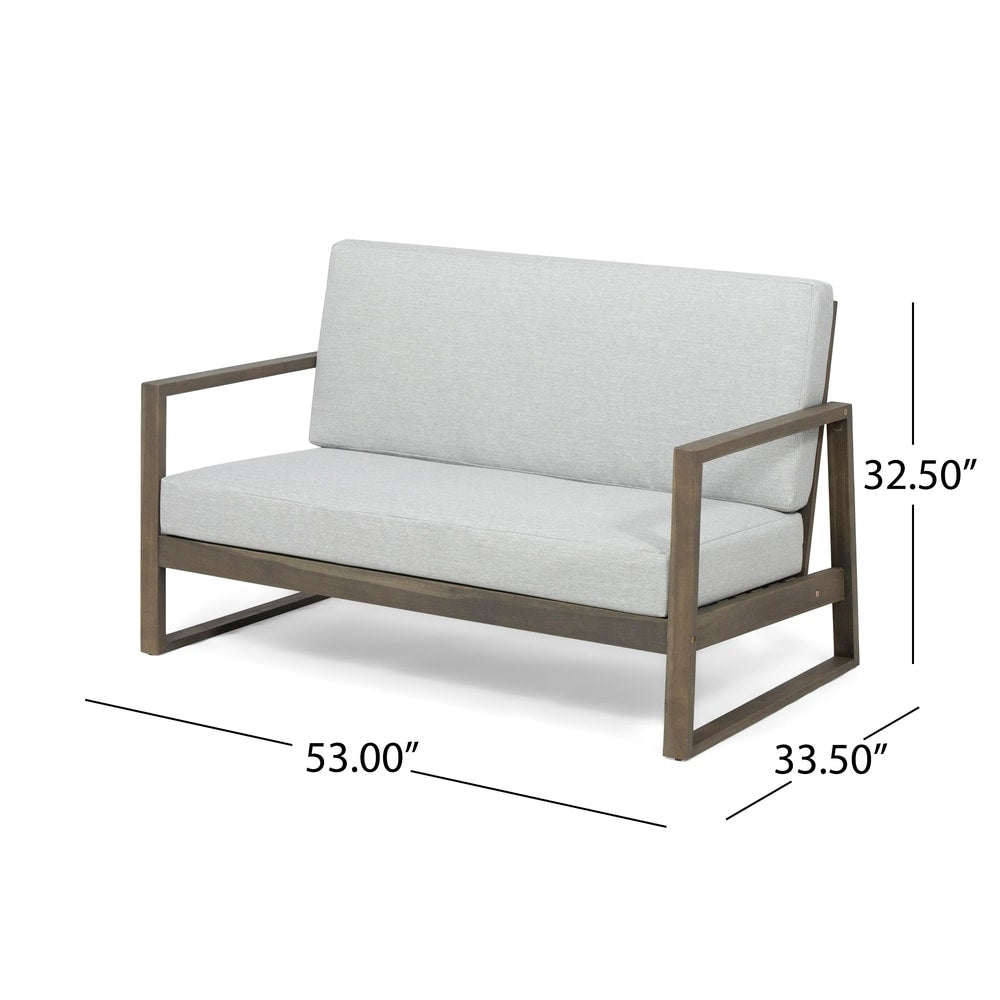 Belgian Outdoor Acacia Wood Chat Set by Christopher Knight Home
