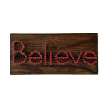 Believe With Red Letters And Brown Background Wall Decor - 2 x 10 x 5