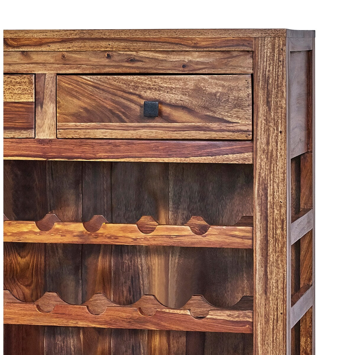 Belize Natural Sheesham 2-drawer Wine Cabinet