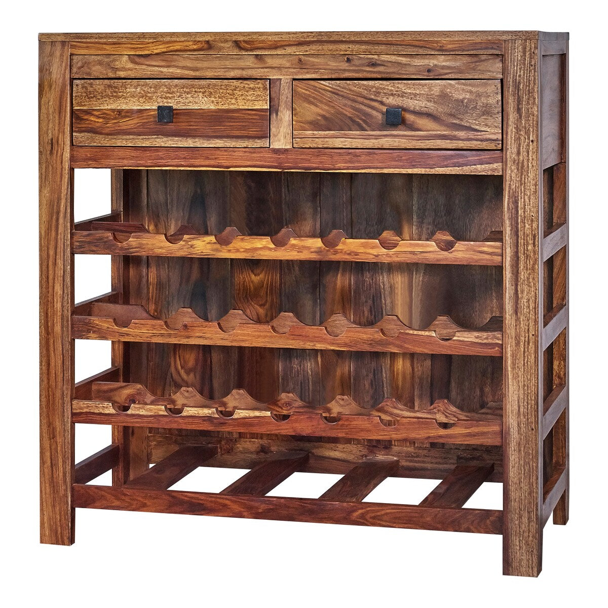 Belize Natural Sheesham 2-drawer Wine Cabinet