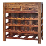 Belize Natural Sheesham 2-drawer Wine Cabinet