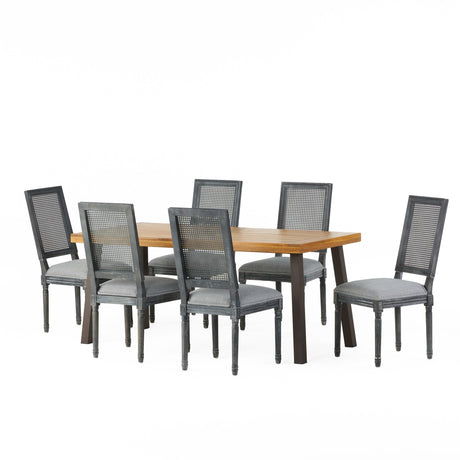 Belknap Fabric and Wood 7 Piece Dining Set by Christopher Knight Home