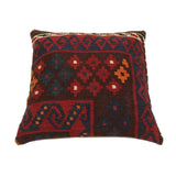 Bell Red/Blue Hand-Woven Kilim Throw Pillow - 1'5 x 1'6