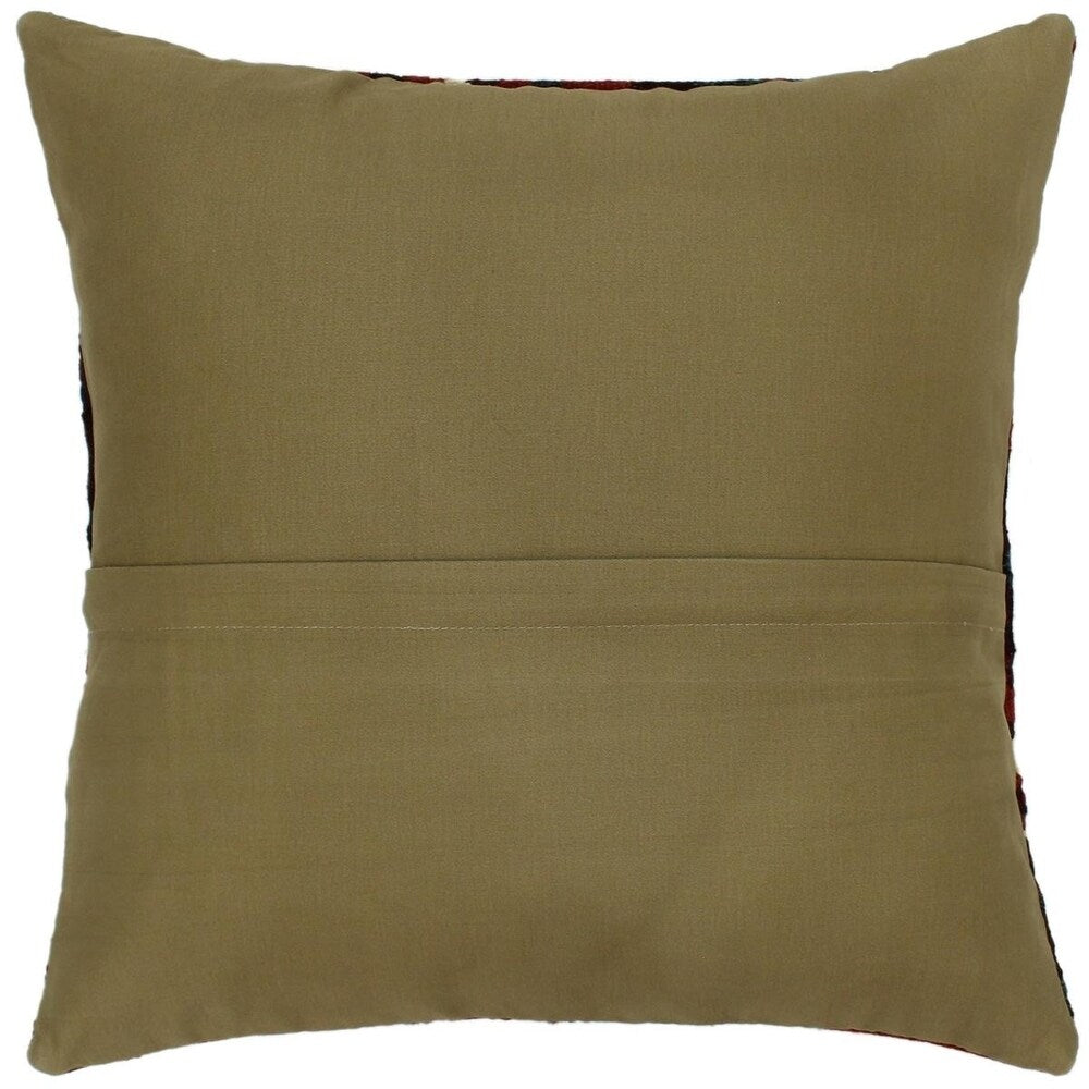 Bell Red/Blue Hand-Woven Kilim Throw Pillow - 1'5 x 1'6