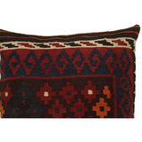 Bell Red/Blue Hand-Woven Kilim Throw Pillow - 1'5 x 1'6
