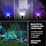 Bell + Howell Bionic Color Burst Solar Powered Waterproof Pathway Lights- 2 Pack - Black