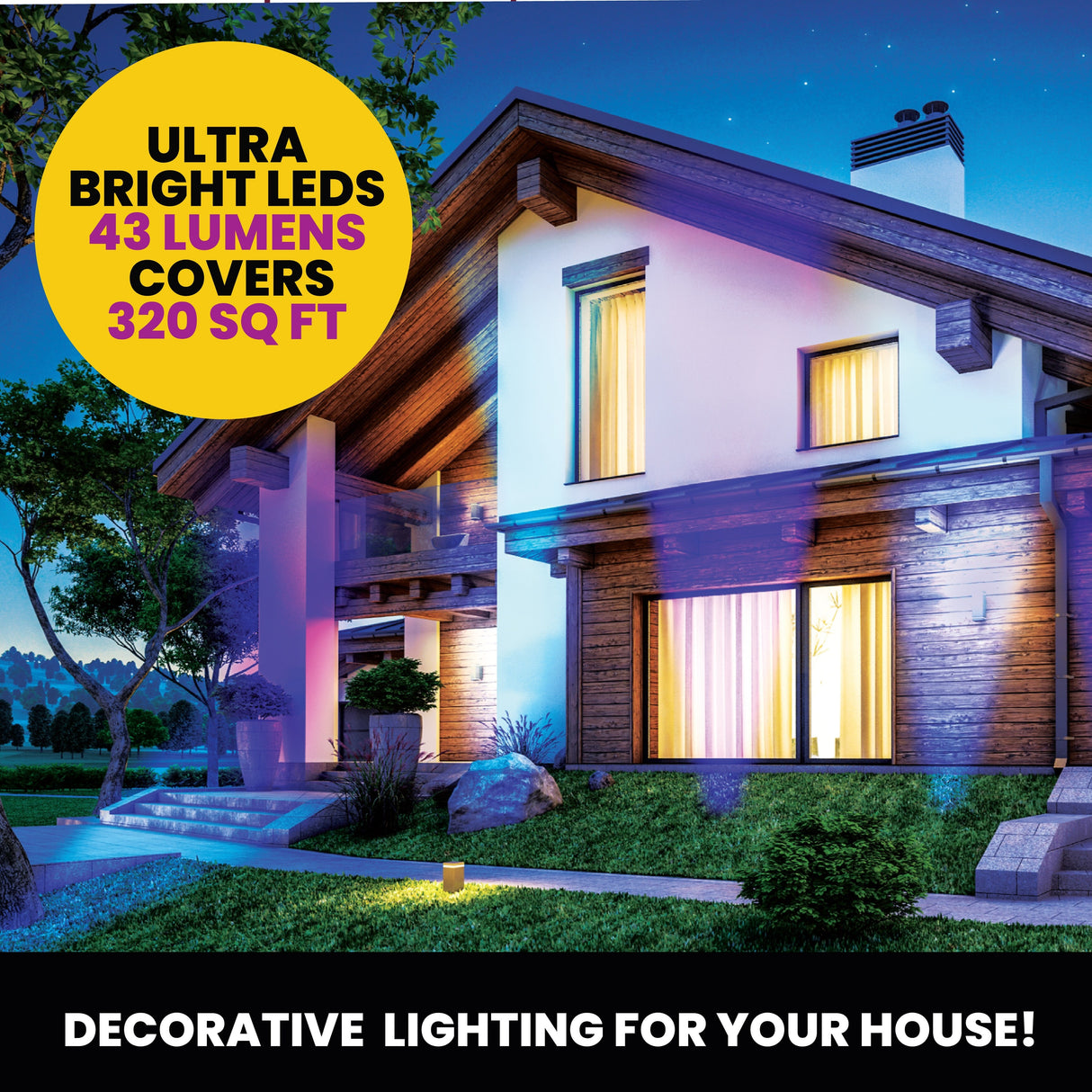 Bell + Howell Bionic Color Burst Solar Powered Waterproof Pathway Lights- 2 Pack - Black