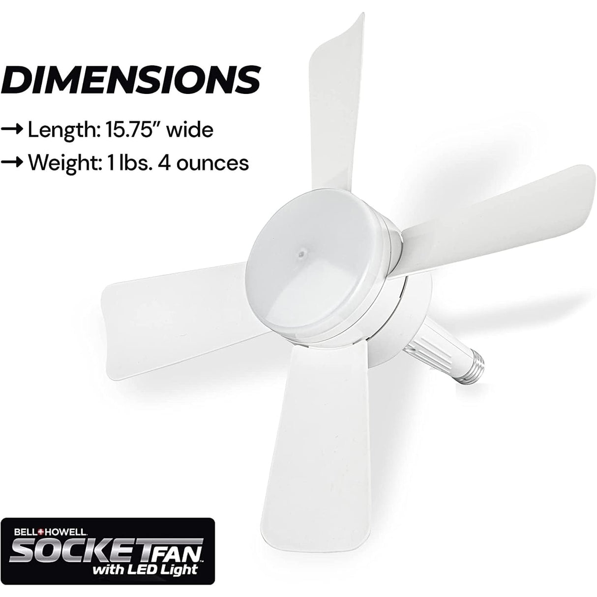 Bell + Howell Socket Fan Ceiling with Warm Light, Screw into Any Light Socket, with Remote Control