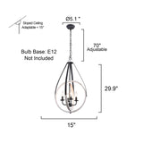 4-Light Rustic Distressed Wood Chandelier Dimmable Pendant Lighting - N/A