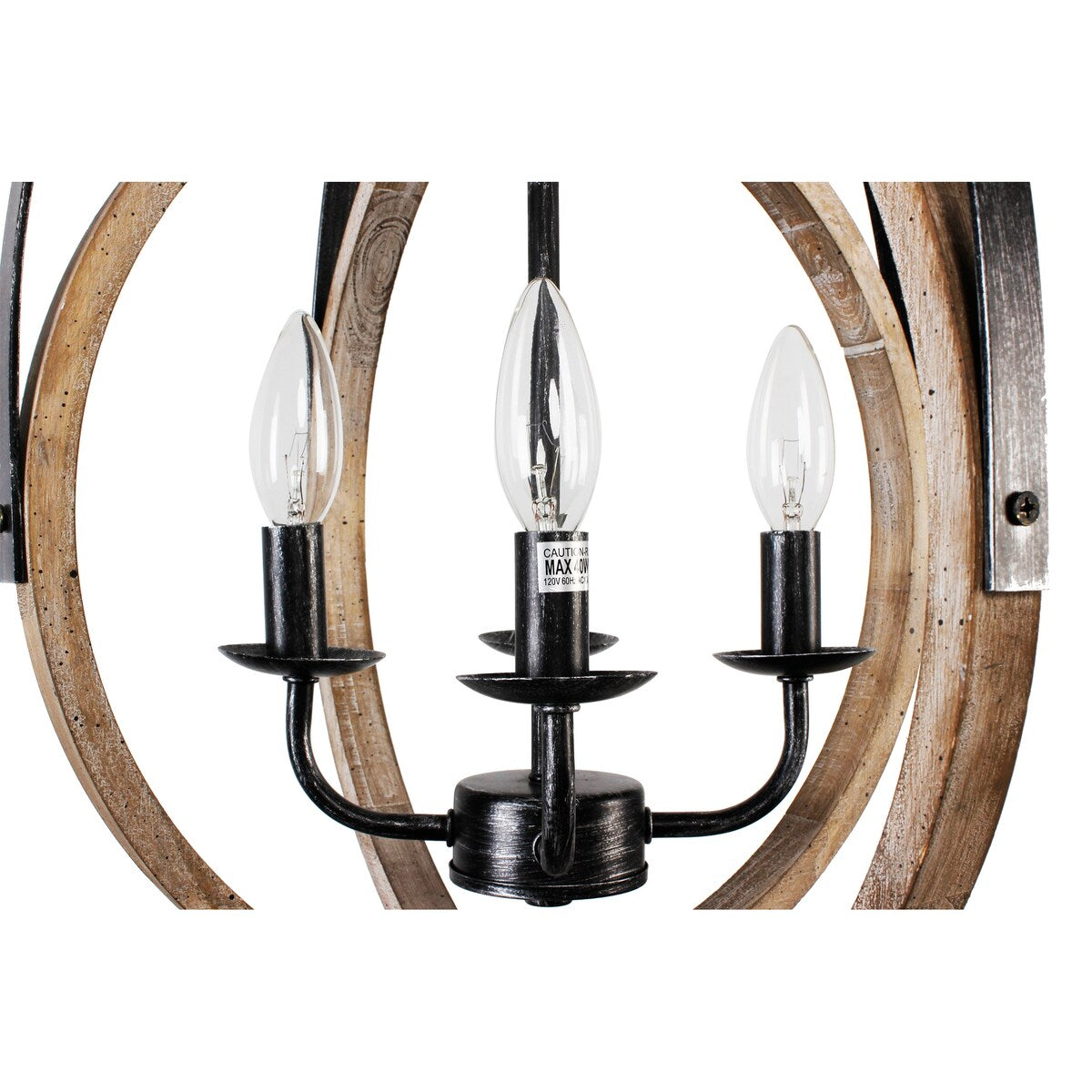 4-Light Rustic Distressed Wood Chandelier Dimmable Pendant Lighting - N/A