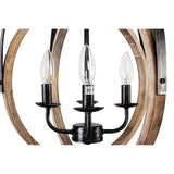 4-Light Rustic Distressed Wood Chandelier Dimmable Pendant Lighting - N/A