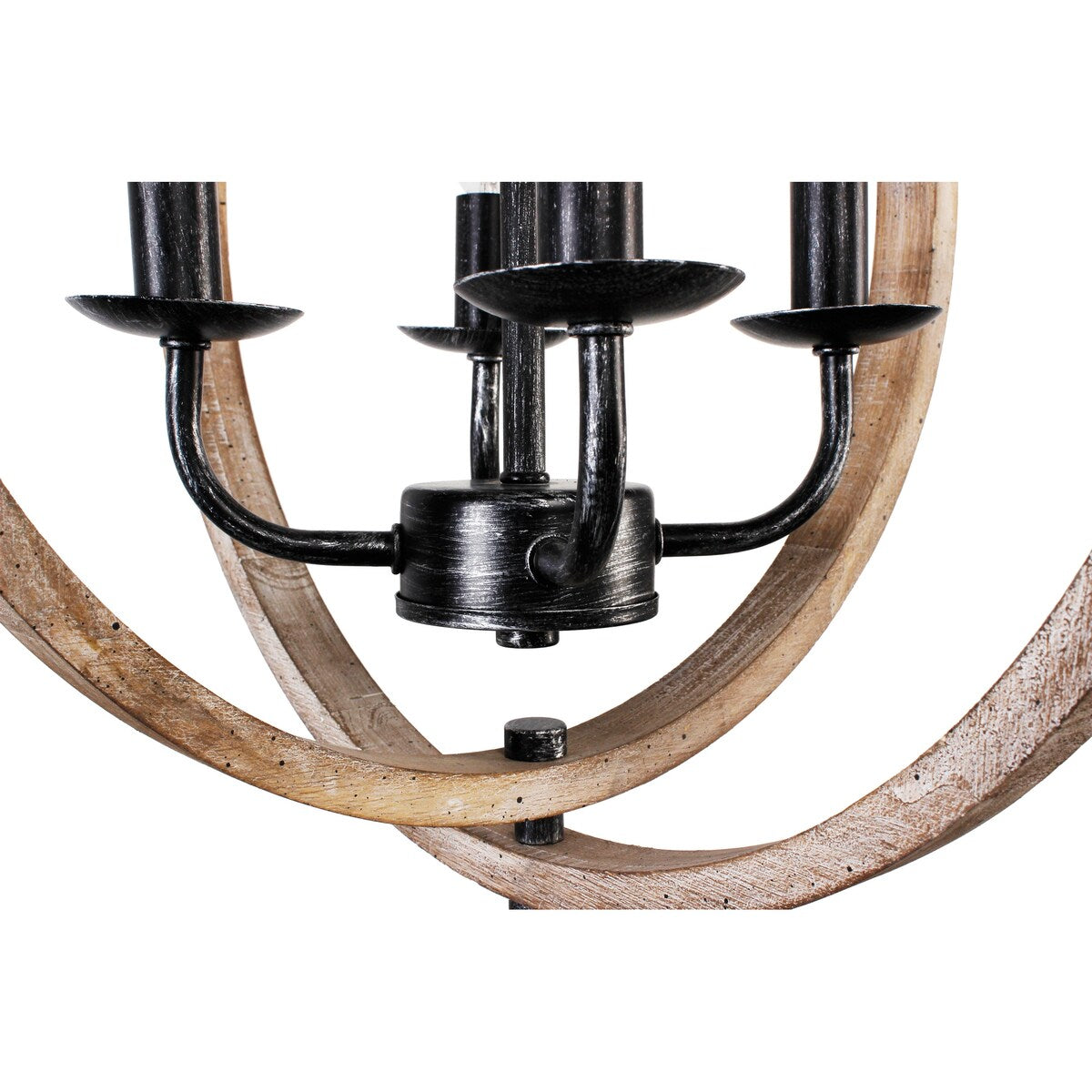 4-Light Rustic Distressed Wood Chandelier Dimmable Pendant Lighting - N/A