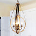 4-Light Rustic Distressed Wood Chandelier Dimmable Pendant Lighting - N/A