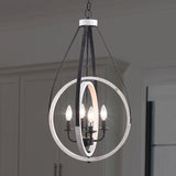 4-Light Rustic Distressed Wood Chandelier Dimmable Pendant Lighting - N/A