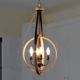 4-Light Rustic Distressed Wood Chandelier Dimmable Pendant Lighting - N/A